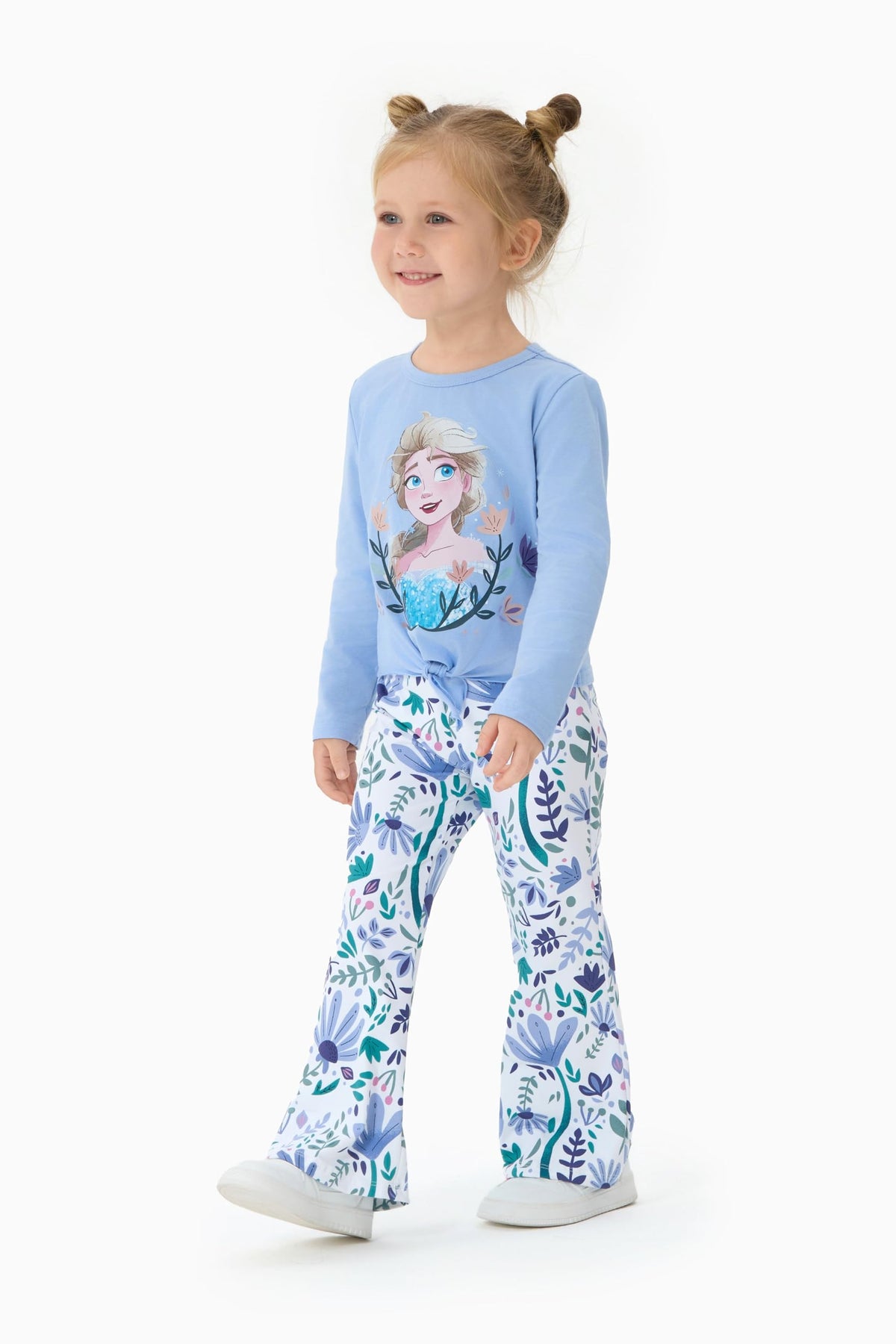 Disney Girls Outfits Knot Front Shirt Flare Pants Sets Elsa Blue 3-4T