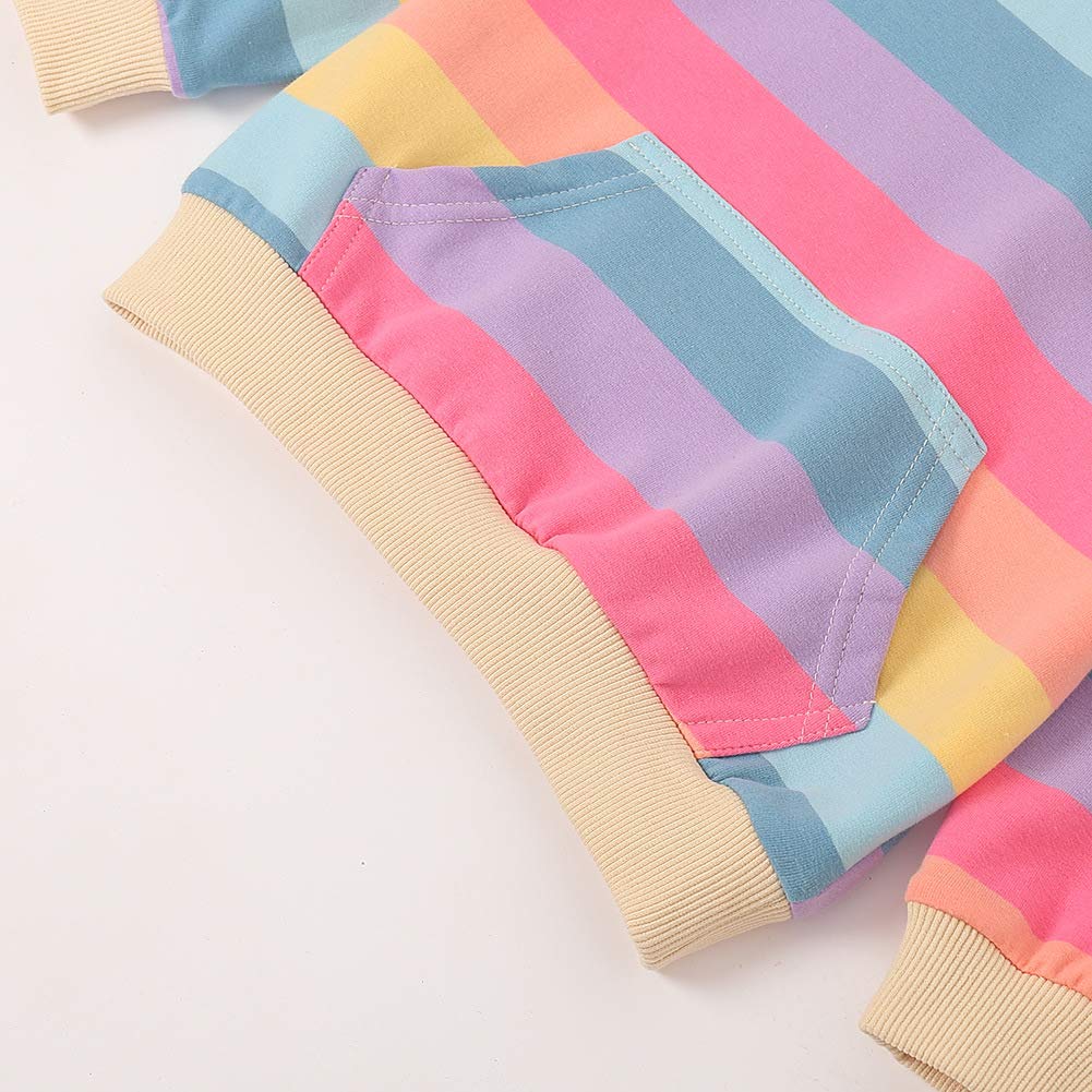 WELAKEN Rainbow Sweatshirts with Unicorn for Girls Toddler & Kids II Little Girl's Pullover Tops Cotton Hoodies 8 Years