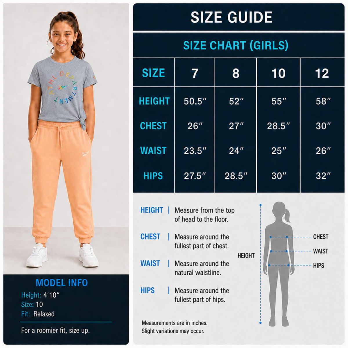 Reebok Girls 3-Piece French Terry Shirt & Jogger Pants Activewear Set