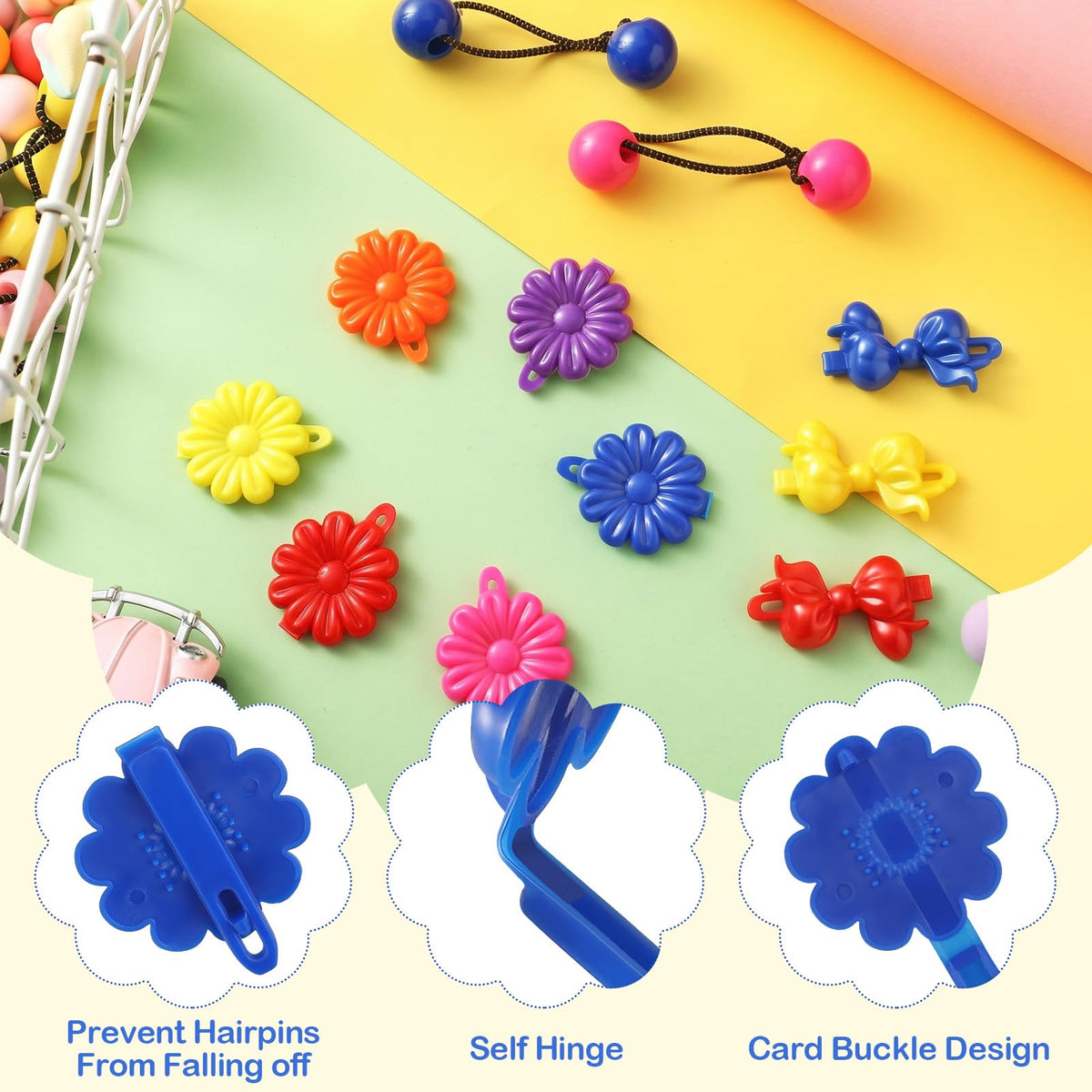 Giegxin 60 Pcs Girls Barrettes Hair Clips Ponytail Ties, ovely Style