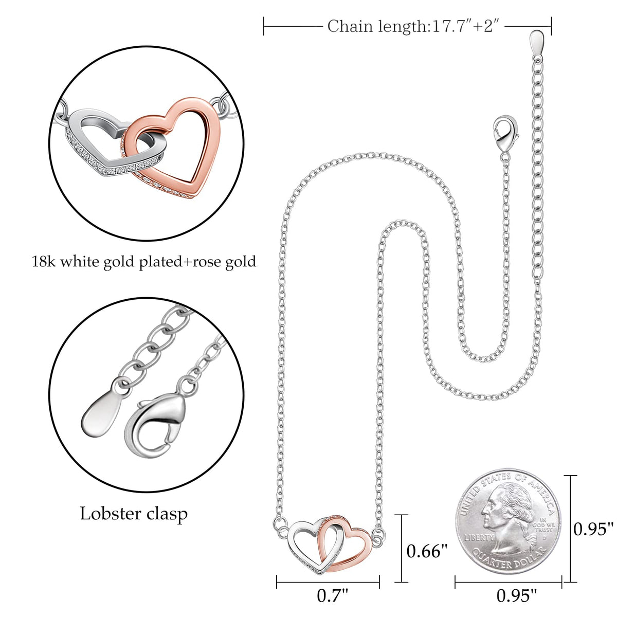 Alittlecare Granddaughter Necklace from Grandma, Interlocking Heart Pendant