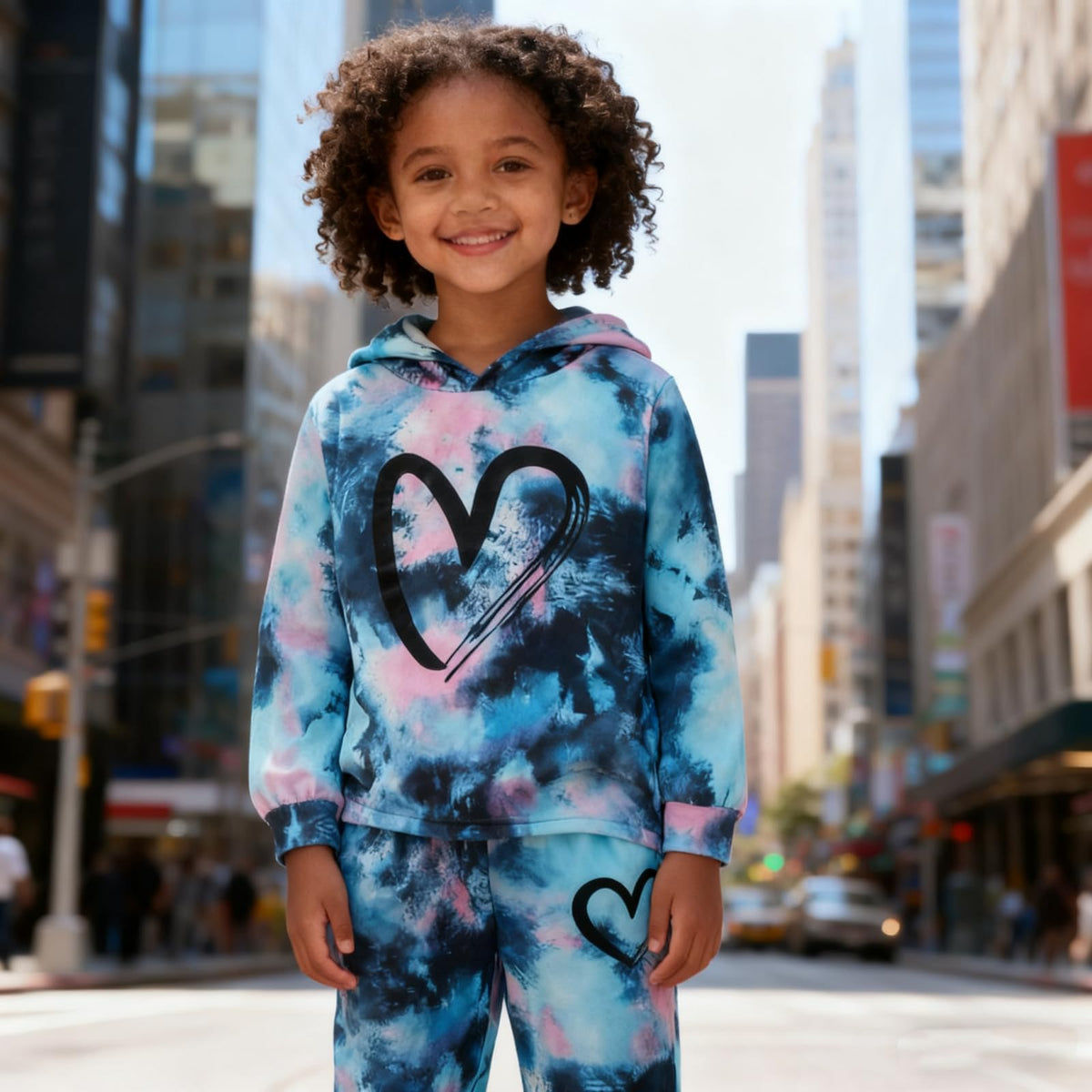 GOLLUNER Girls Tie-Dye Hoodie Set