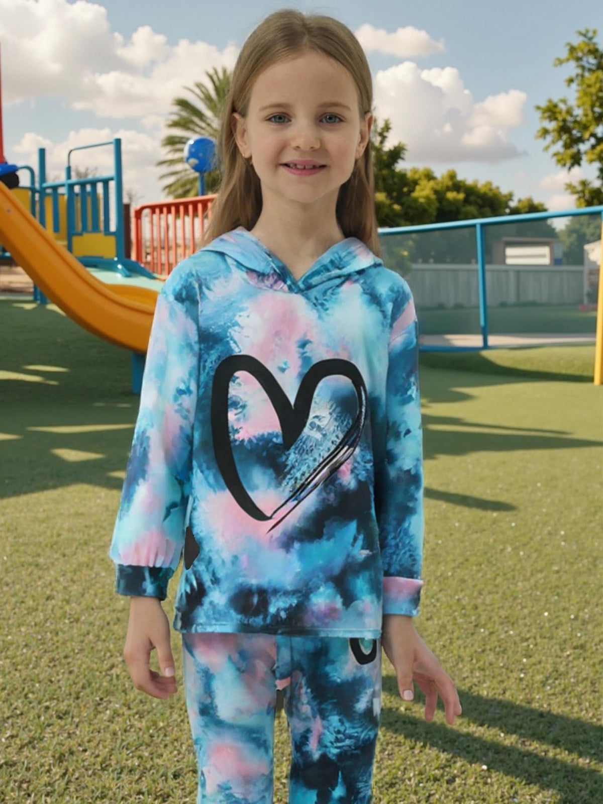 GOLLUNER Girls Tie-Dye Hoodie Set