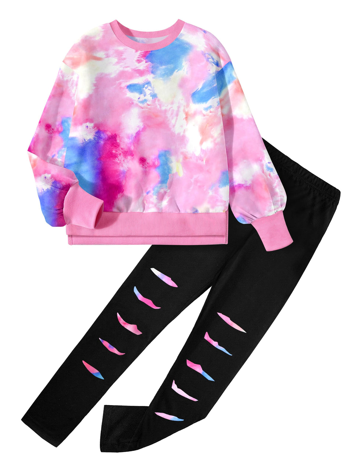 Tomolant Girls Clothes Size 6, Kids Clothes Tie Dye Sweatshirt Pants Set