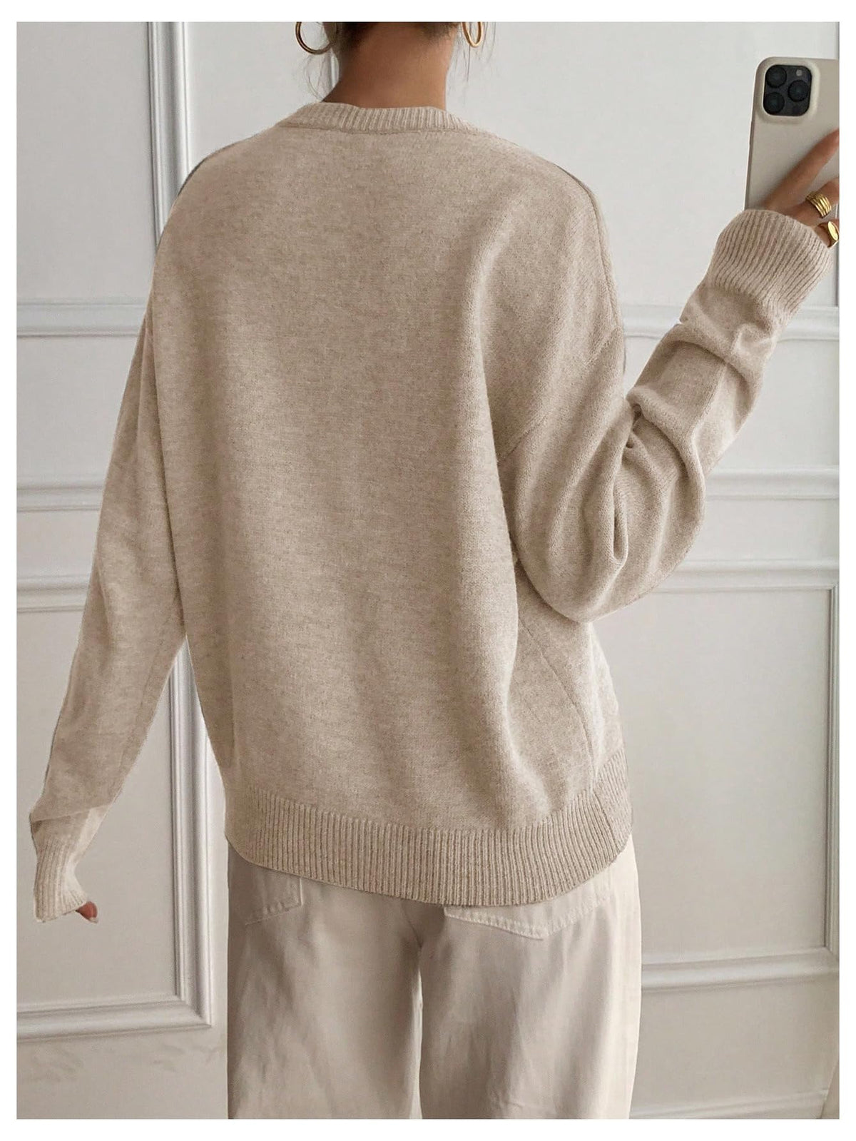 SOLY HUX Pullover Henley Sweaters for Women Long Sleeve Business Casual Top