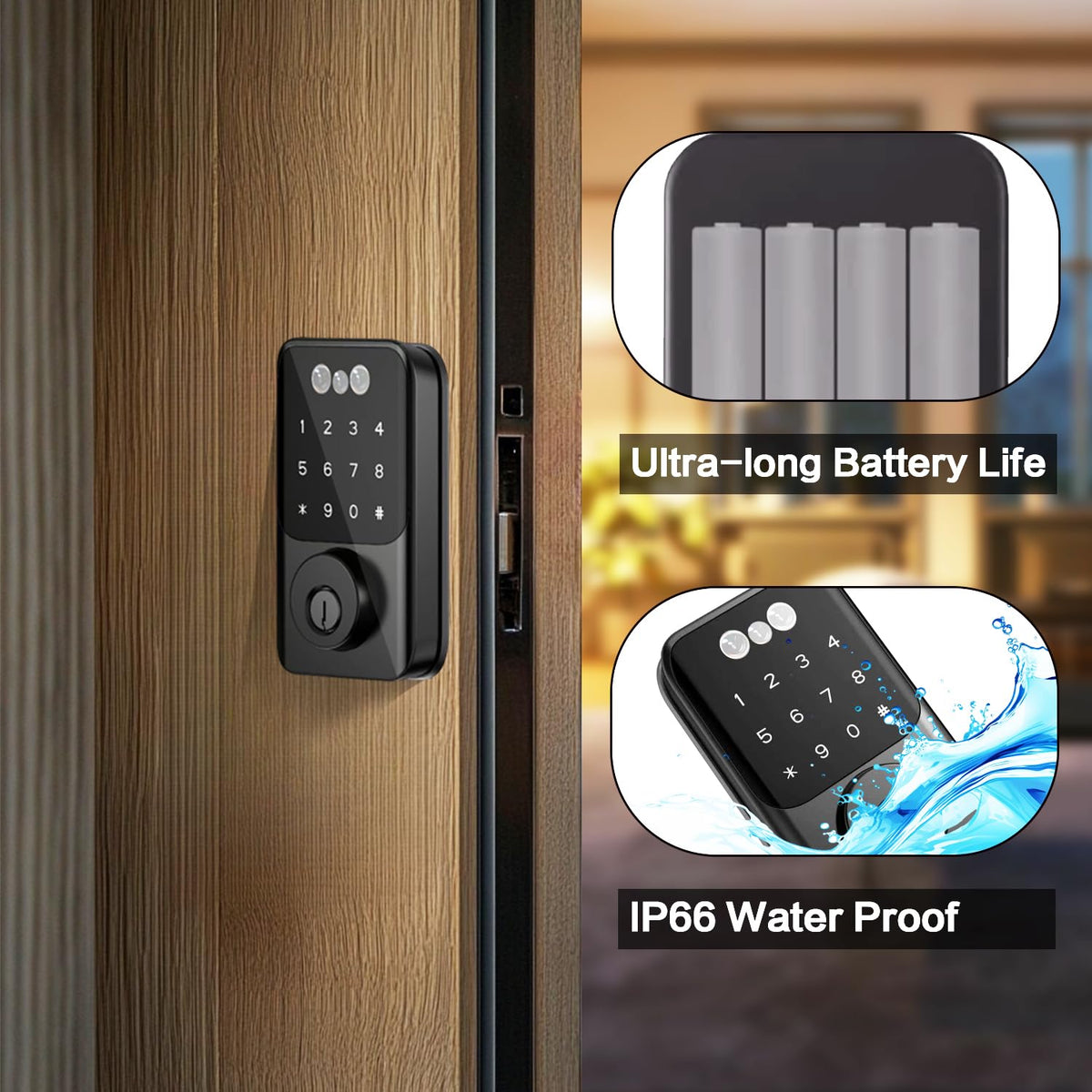 Jacchozhi 3D Face Recognition Door Lock,Keyless Entry Smart Deadbolt Lock for Front Door, Electronic Digital Keypad, Tuya App Control,One-Time Code,Auto-Lock,IP54 Waterproof