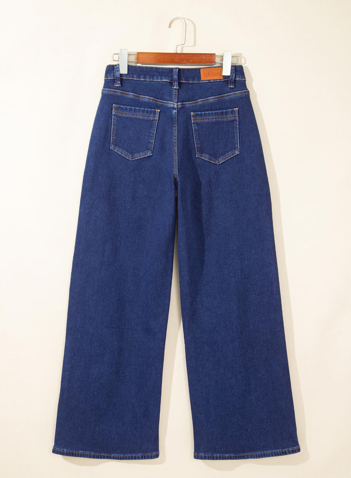 Sidefeel Women's Winter Jeans Wide Leg Fleece Lined Jeans Size 14 Dark Blue
