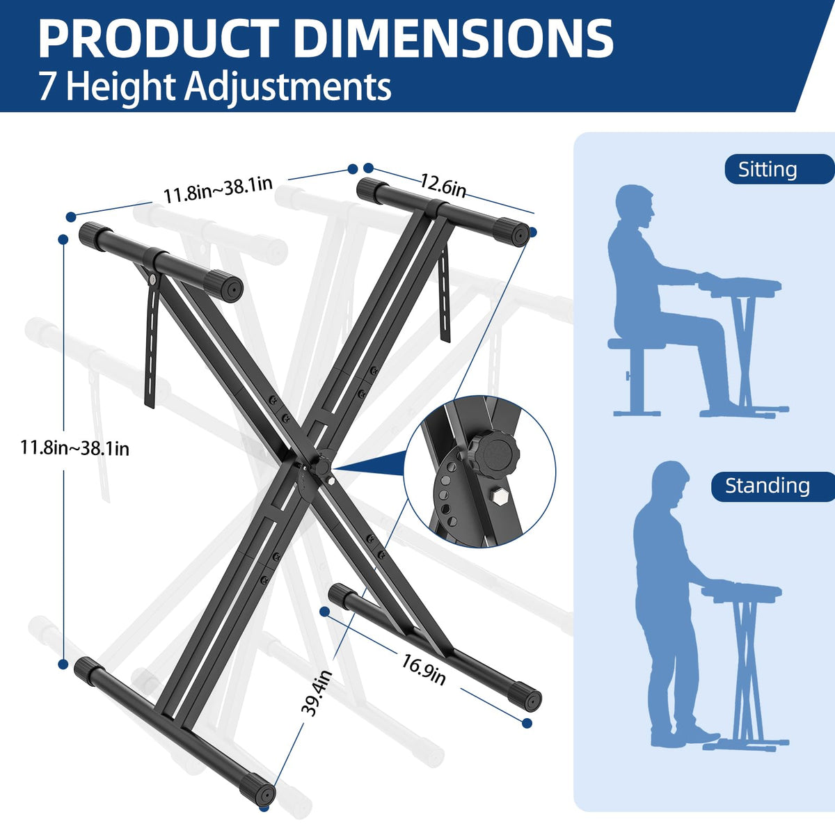 GLEAM Double X Piano Keyboard Stand