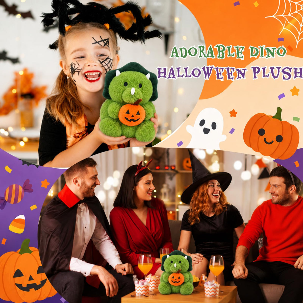 Halloween Dinosaur Plush Toy - Dinosaur Stuffed Animal with Pumpkin Stuffy