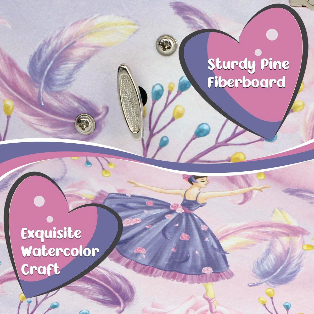 Homtibrm Musical Jewelry Box for Girls with Unicorn Jewelry Set, Kids Jewelry Box Music Box with Spinning Ballerina Birthday Gifts for Girls, Ballerina Swan Lake Tune
