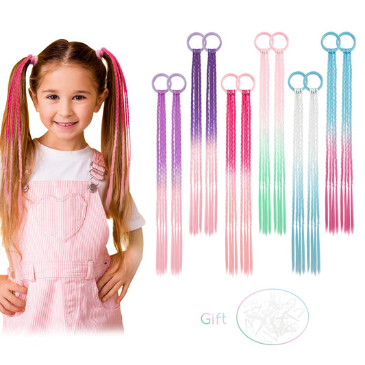 Dreamlover Colored Braided Hair Extensions for Kids, 12 Pieces
