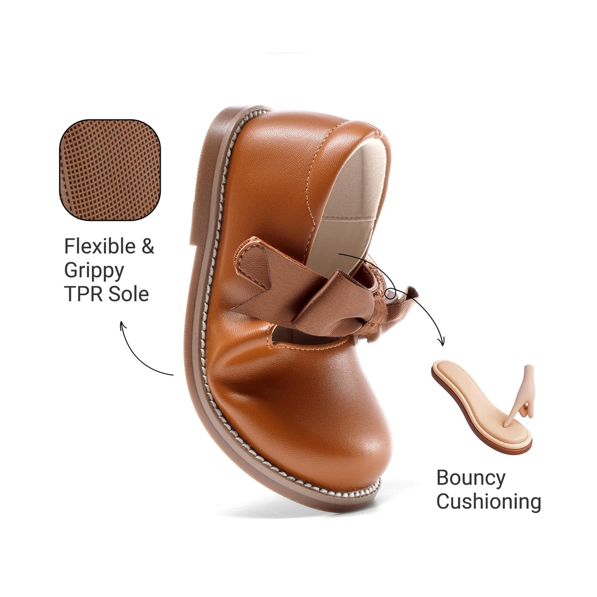 DREAM PAIRS Girls Mary Jane School Flats Dress Shoes,Brown,13 Little Kid