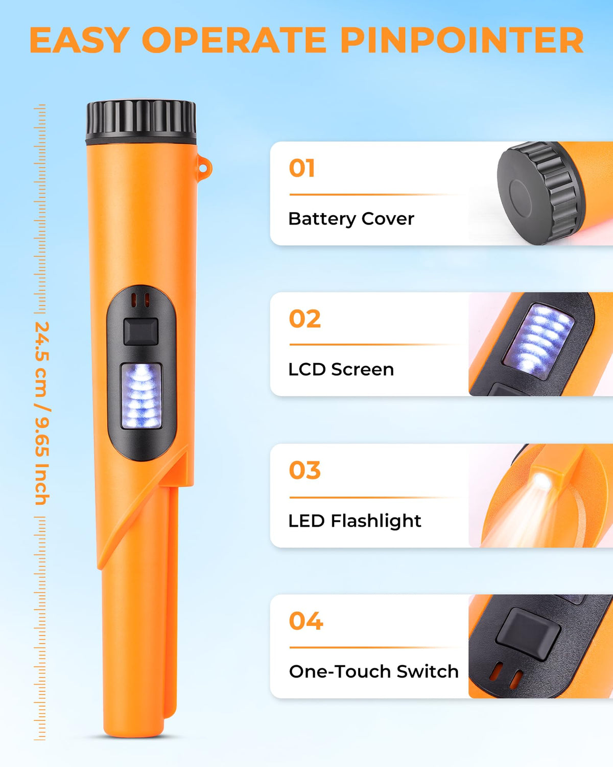 Metal Detector Pinpointer, 360�� Handheld Pin Pointer with