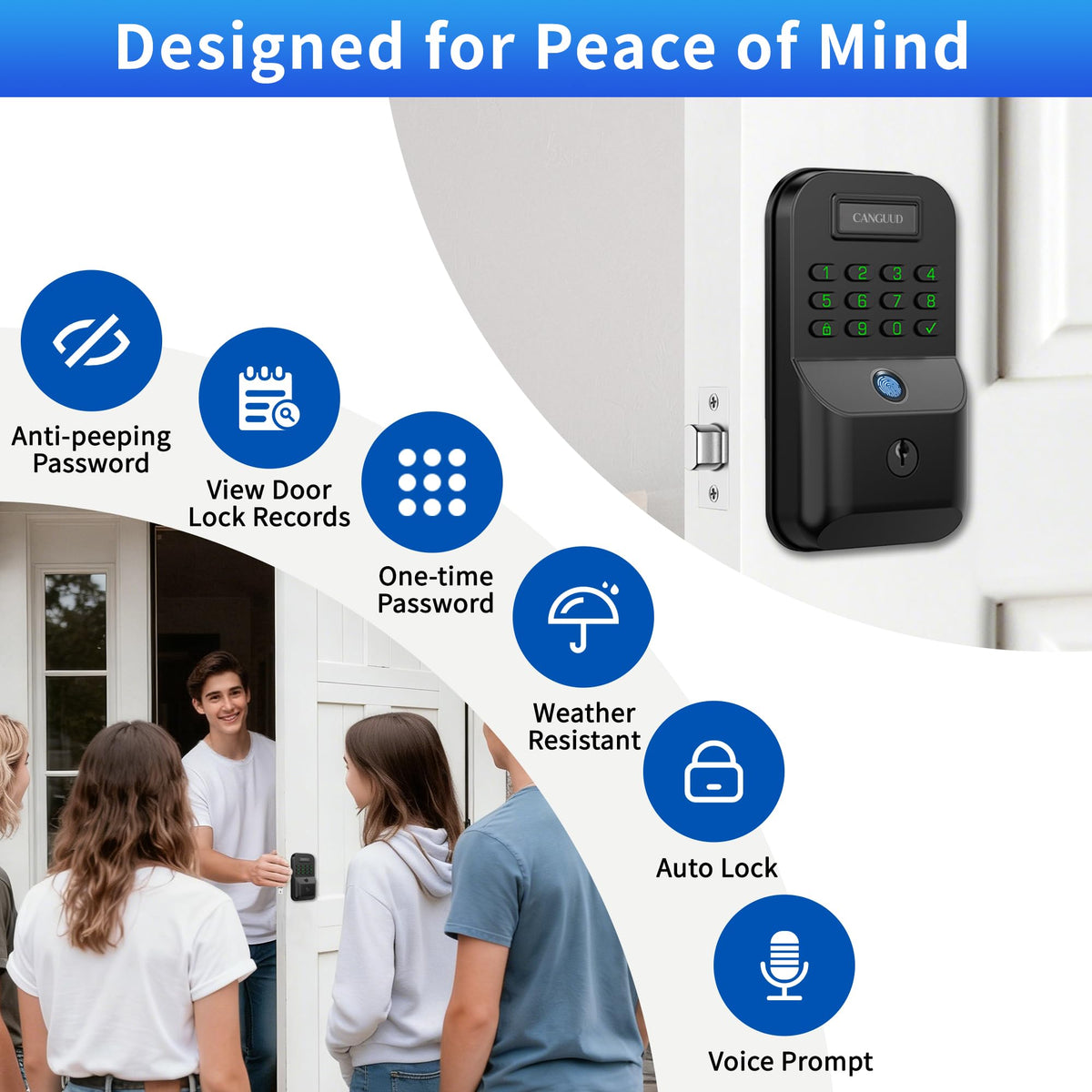 Fingerprint Deadbolt with Keypad for Front Door