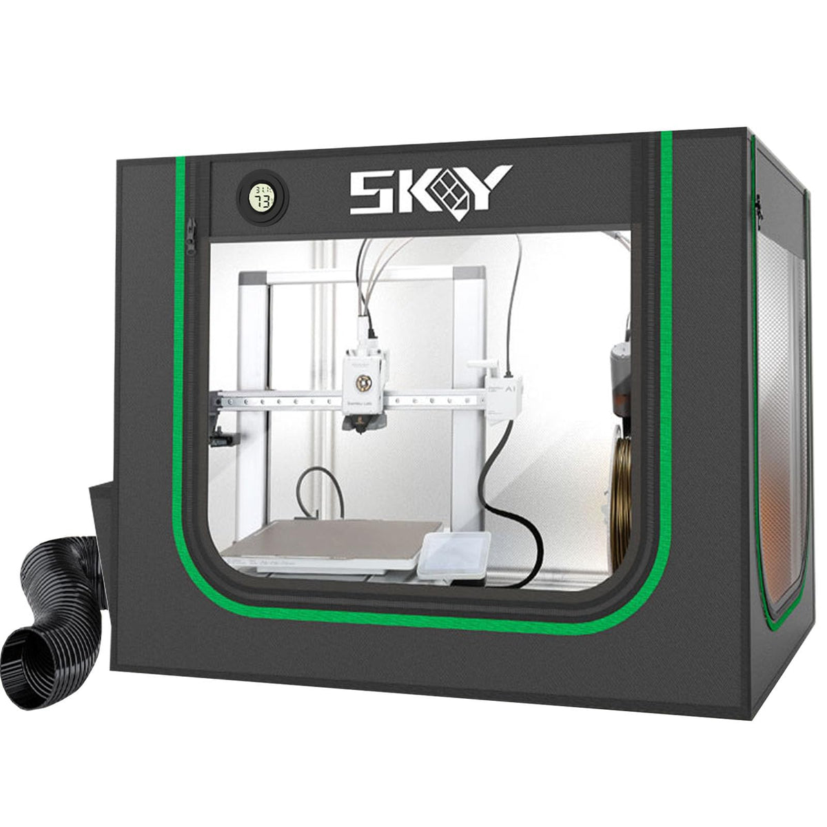 Skouphy 3D Printer Enclosure with LED Light, Smoke Exhaust Kit, Thermo-Hygrometer,Fireproof Dustproof Tent Constant Temperature for Bambu Lab A1,Eufymake E1 UV Printer