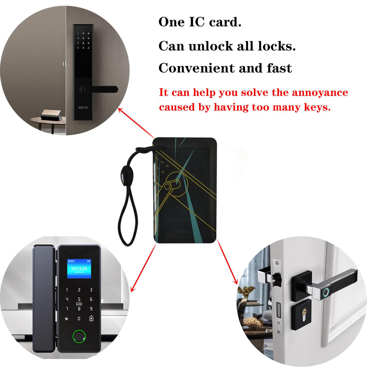 Keyless Entry IC Card RFID Key for Unlocking the Smart Door Lock, 13.56Mhz Contactless Smart Lock Unlocking Key Fobs Suitable for Schools, Hotels, TTLock/Smart Life for Smart Deadbolt Key -3 pcs
