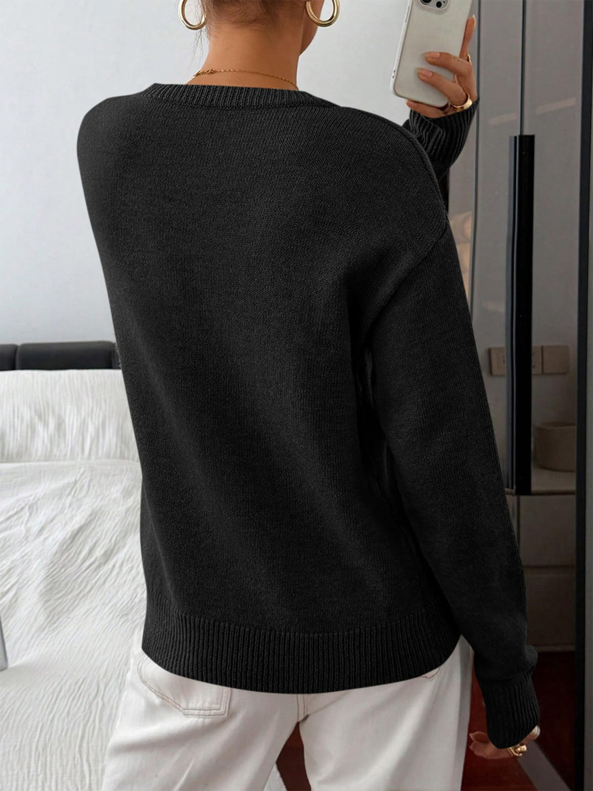 BTFBM Women Long Sleeve Crew Neck Sweaters 2 in1 Knitted Oversized Tops