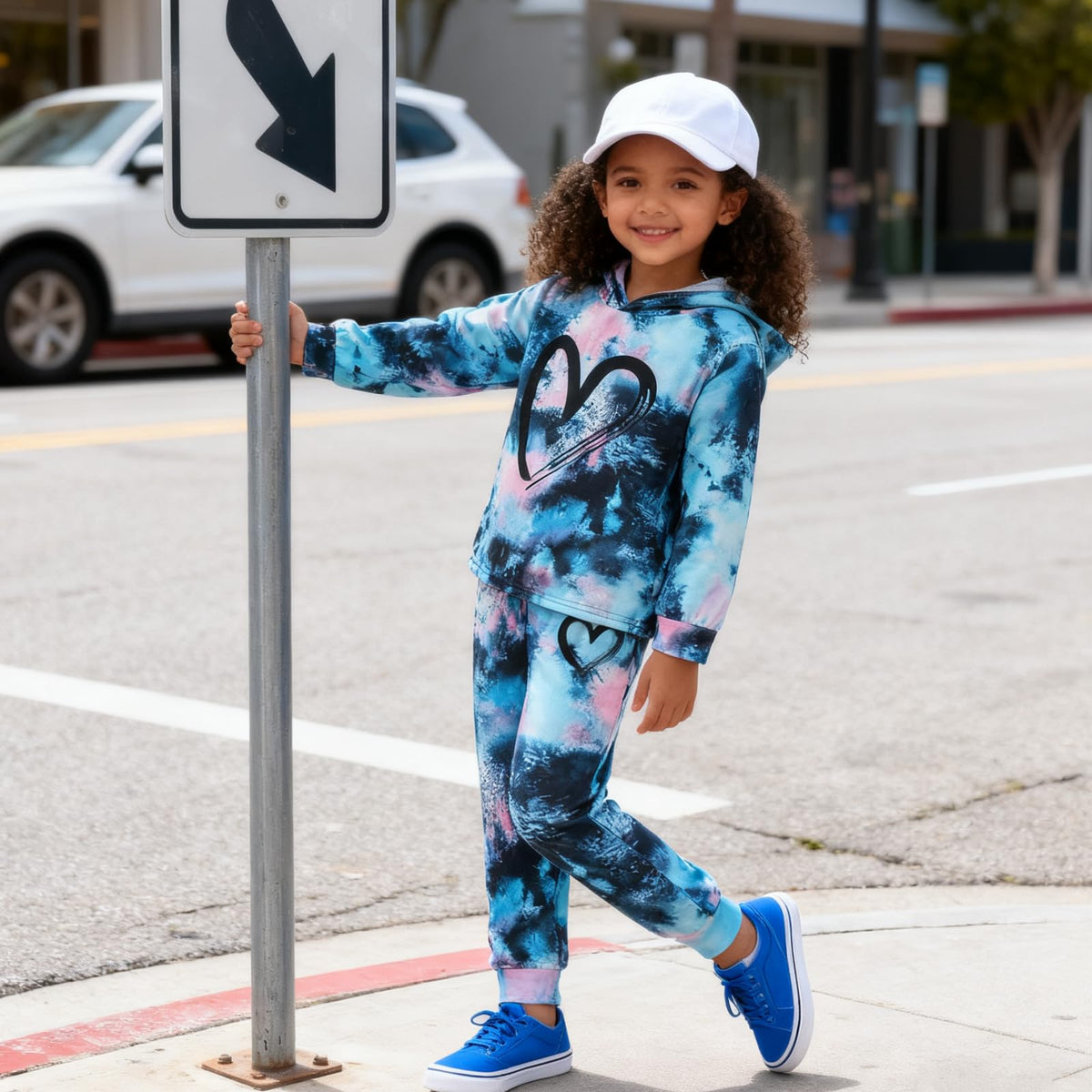 GOLLUNER Girls Tie-Dye Hoodie Set