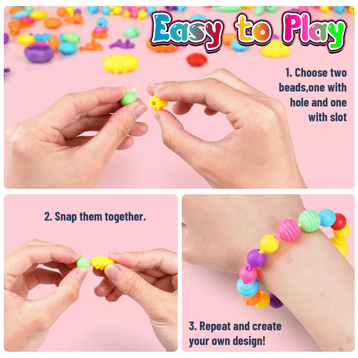 520+ Pop Beads, Jewelry Making Kit for Girls, 3 4 5 Years Old Birthday Gift