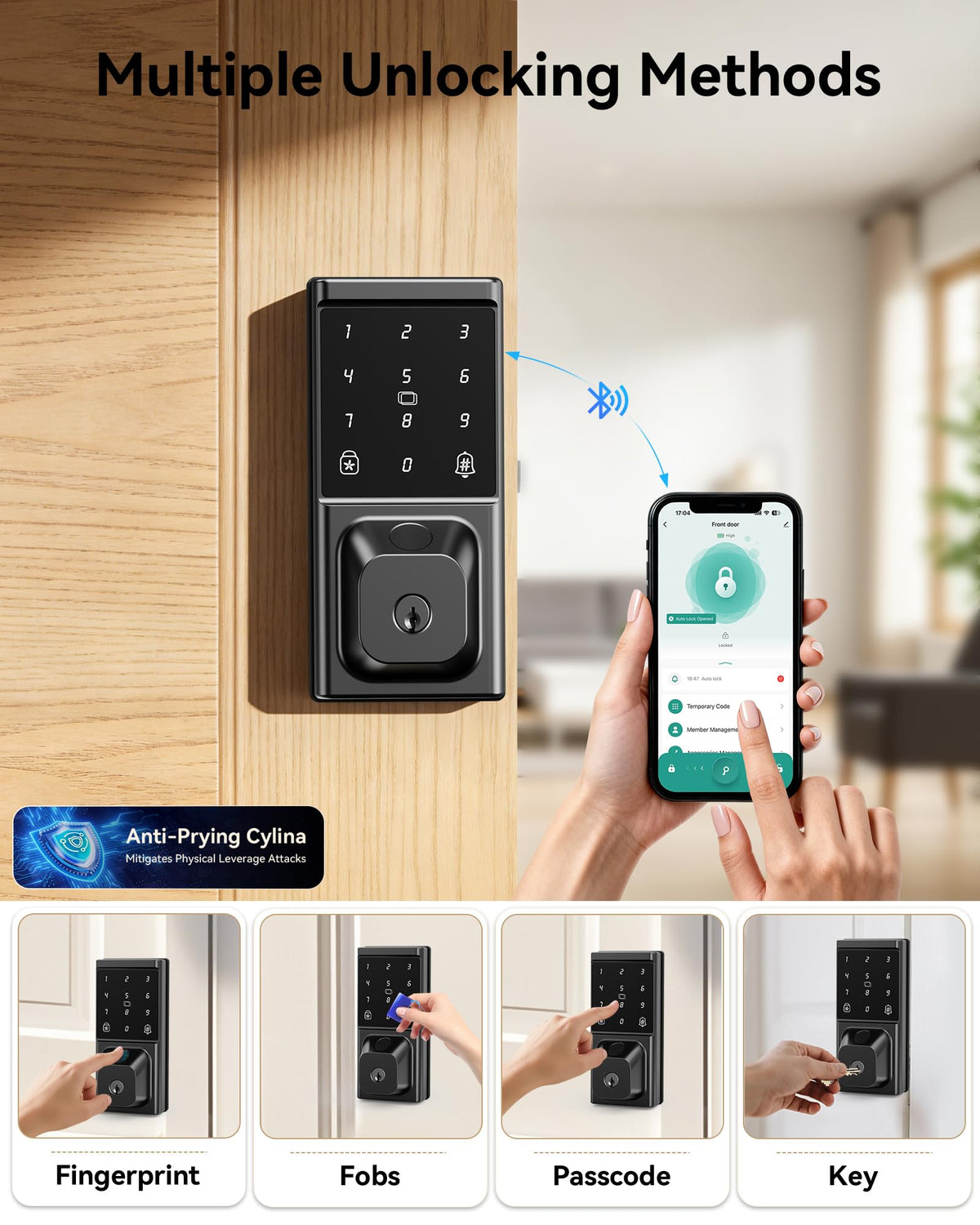 Fingerprint Smart Deadbolt Lock, Keyless Entry Door Lock