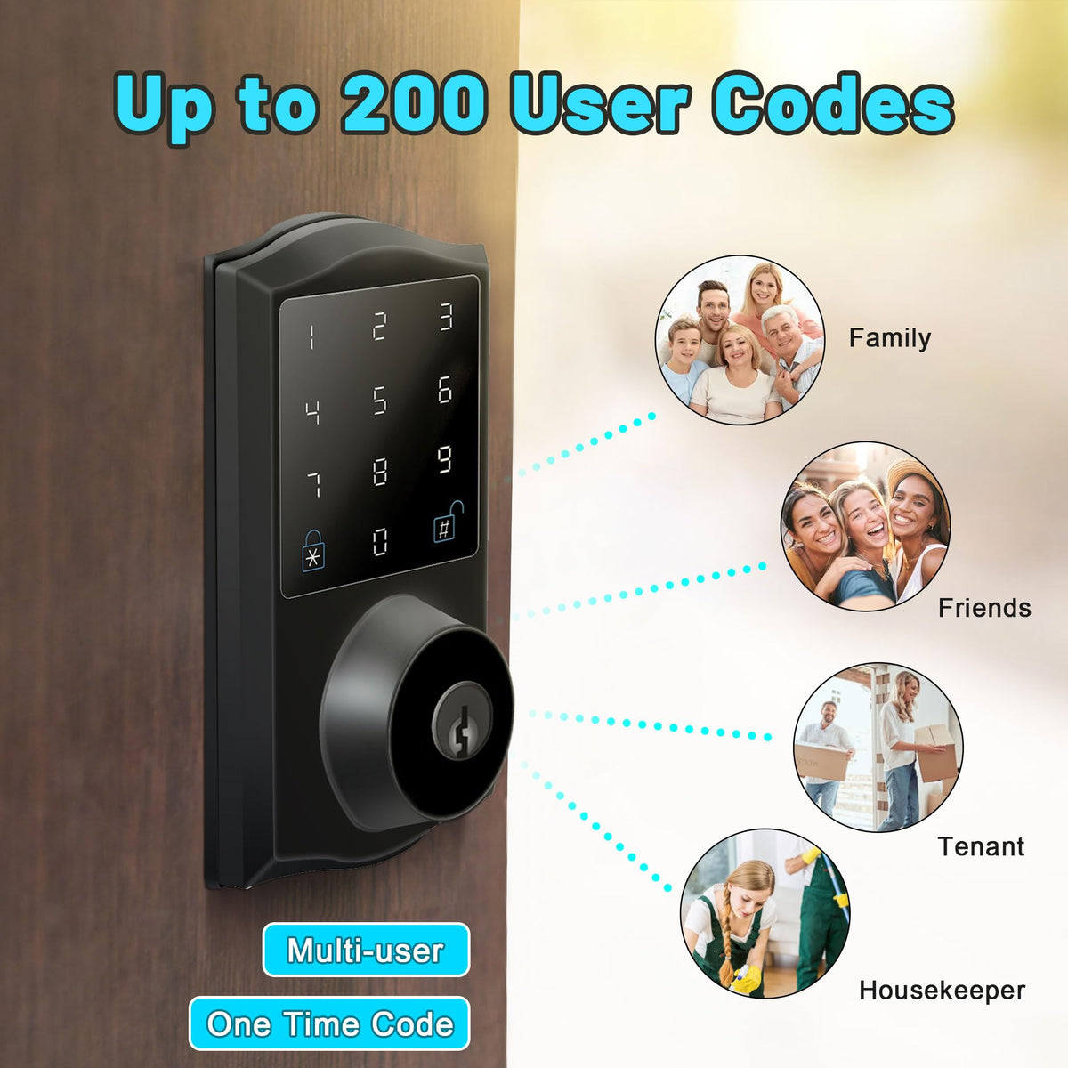 Pahama Bluetooth Deadbolt Lock, Keyless Entry Door Lock with APP Control Digital Deadbolt with App Control Keyless Entry Fingerprint Deadbolt Auto Electronic Keypad Smart Locks for Front Door
