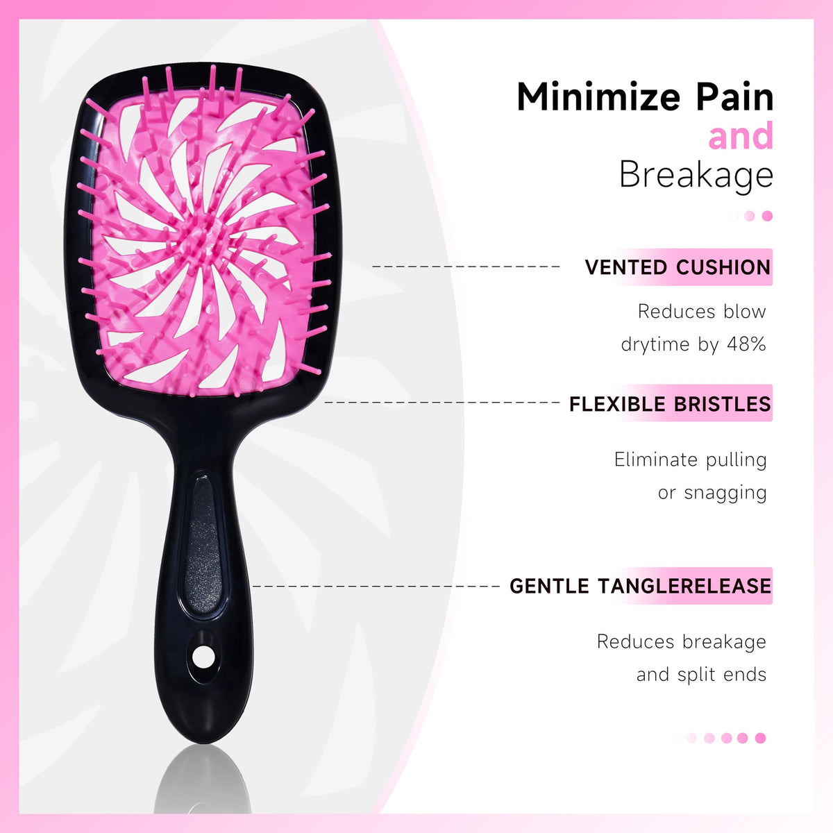 11-Piece Hair Brush Set with Detangling Brush and Hair Spray Bottle, Pink