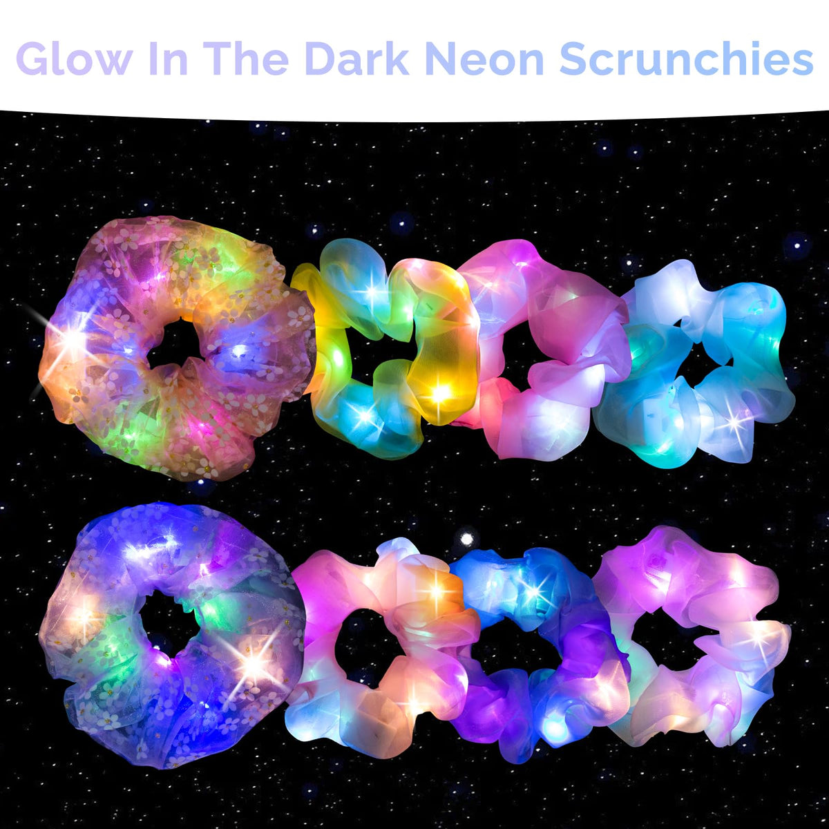Light Up Scrunchies for Girls, 8 Pcs LED Scrunchies for Women
