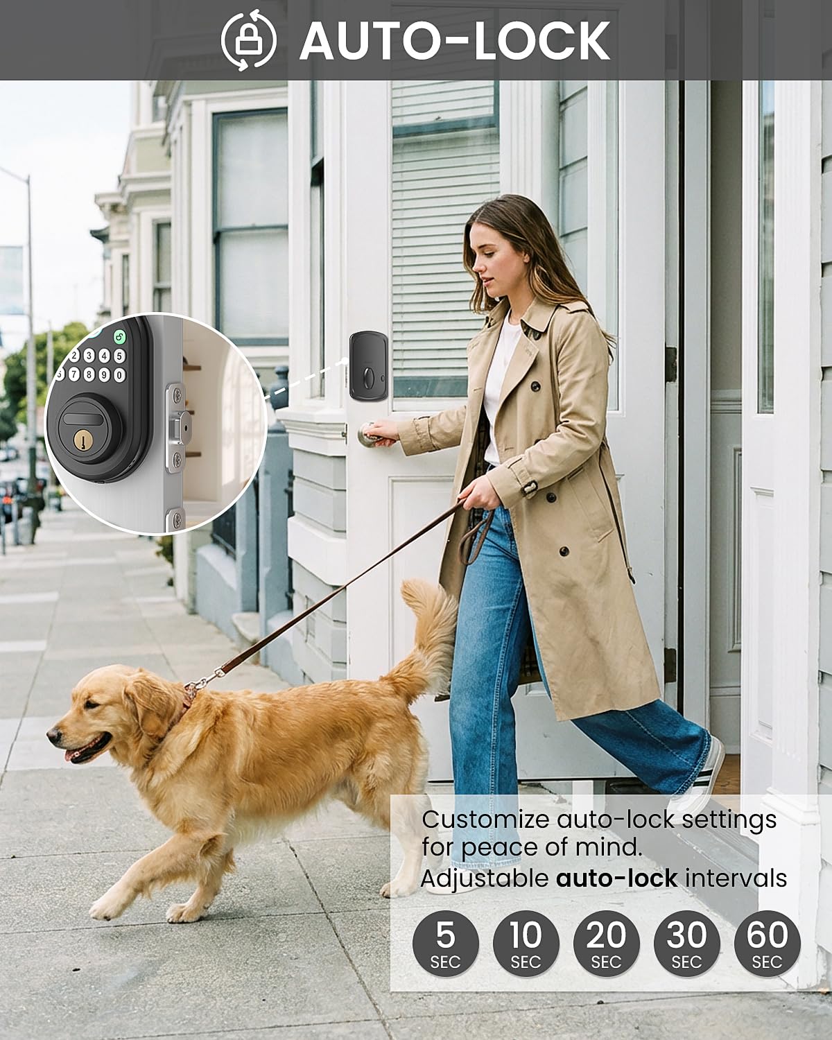 Fingerprint Door Lock for Front Door, Keyless Entry Smart Deadbolt Lock