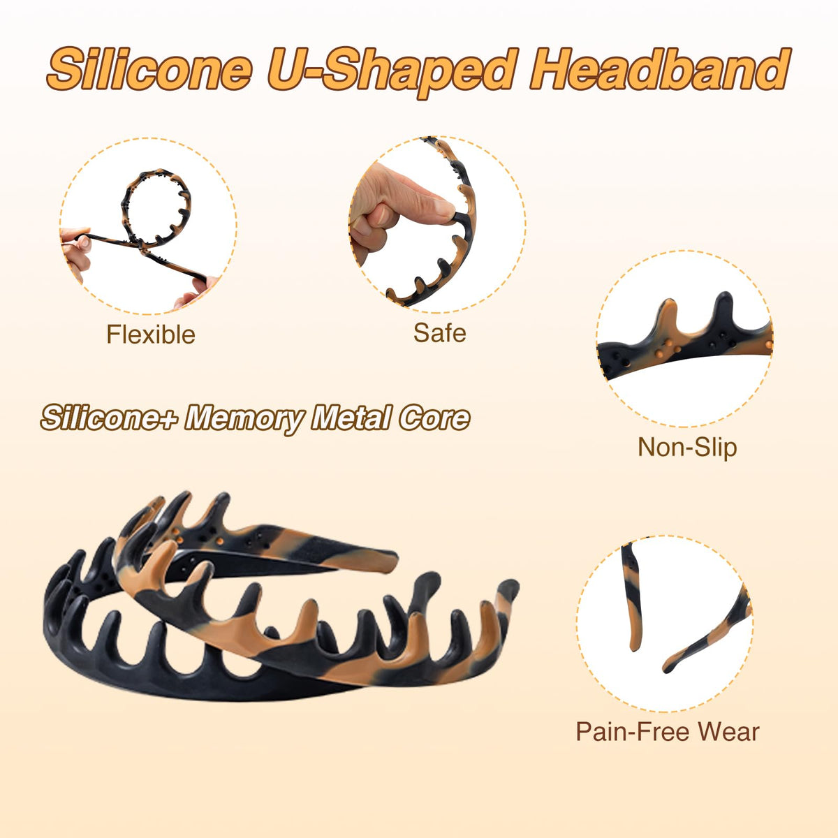 Silicone Headbands for Women Non Slip, No Pain Head Bands for Women's Hair