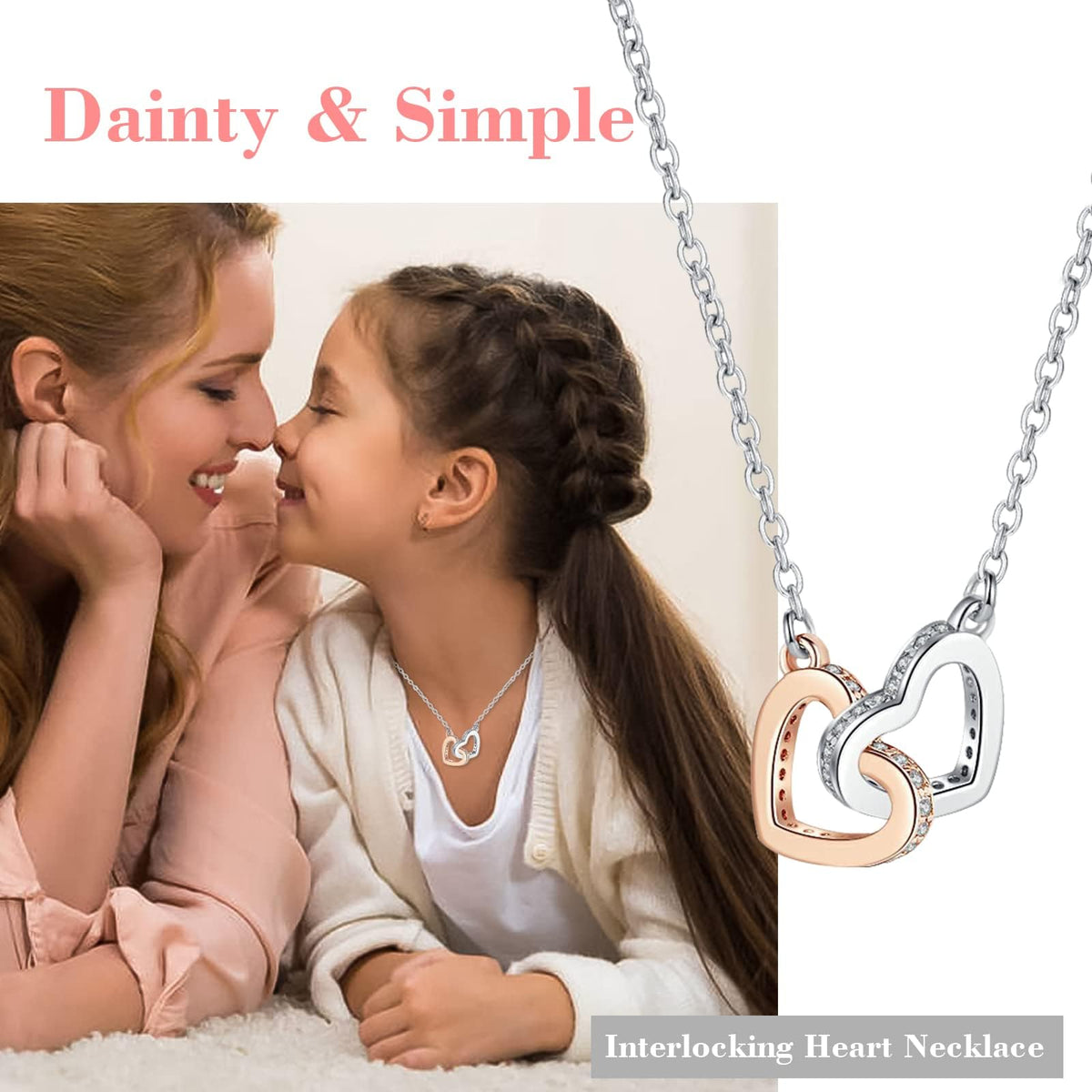 Alittlecare Granddaughter Necklace from Grandma, Interlocking Heart Pendant