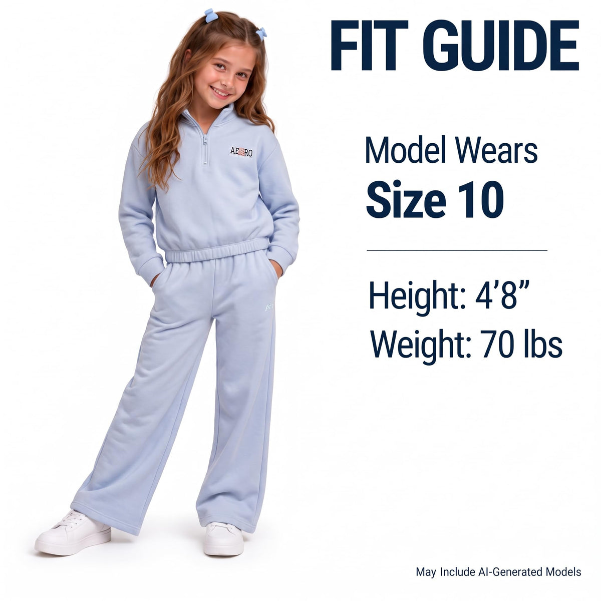 AEROPOSTALE Girls 2 Piece 1/4 Zip Pullover & Wide Leg Jogger Pants 7-12