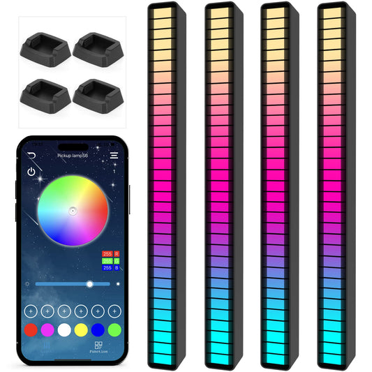 Soulpunk RGB Rechargeable Sound Control Light, Voice-Activated Pickup Music Rhythm Lights, Creative Colorful LED Ambient Light, with 15 Modes Music Sync 32-Bit Audio Spectrum for Car���4 Pack-