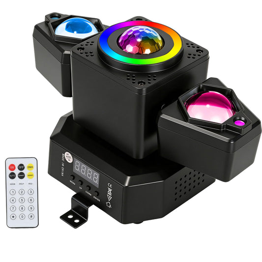 XPCLEOYZ 2 Arms Moving Head DJ Lights 4-in-1 RGBW LED Disco Stage Light