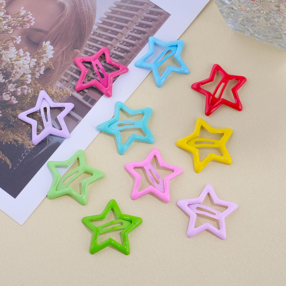 SAOROPEB Star Hair Clips Multicolor 2000s Y2K Hair Accessories-100PCS 1.18"