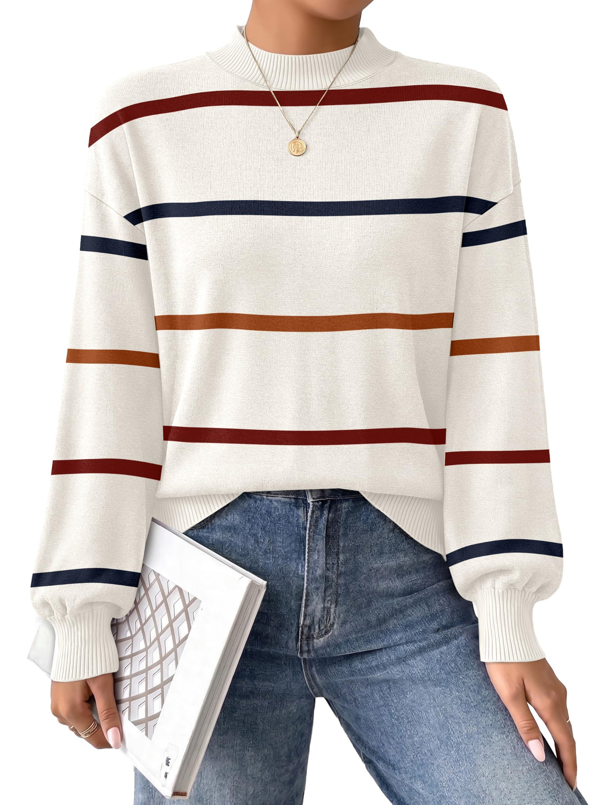Womens Long Sleeve Tops Casual Fall Sweaters Soft Knit Vacation Outfits