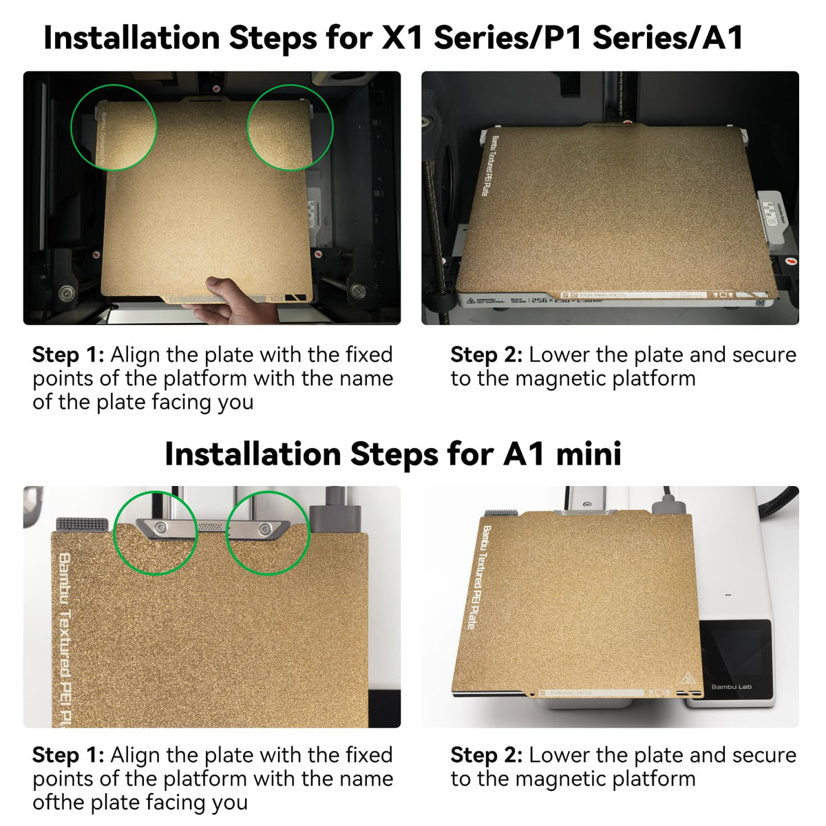 ENOMAKER Bamboo Textured PEI Build Plate for X1C/X1/P1P/P1S/A1/P2S/X2D