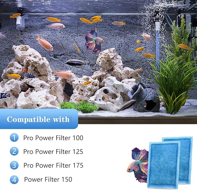 32 Pack Aquarium Filter Cartridge Rite-Size B Filter Cartridges Compatible with PRO Power Filters 100/125/175 Power Filter 150