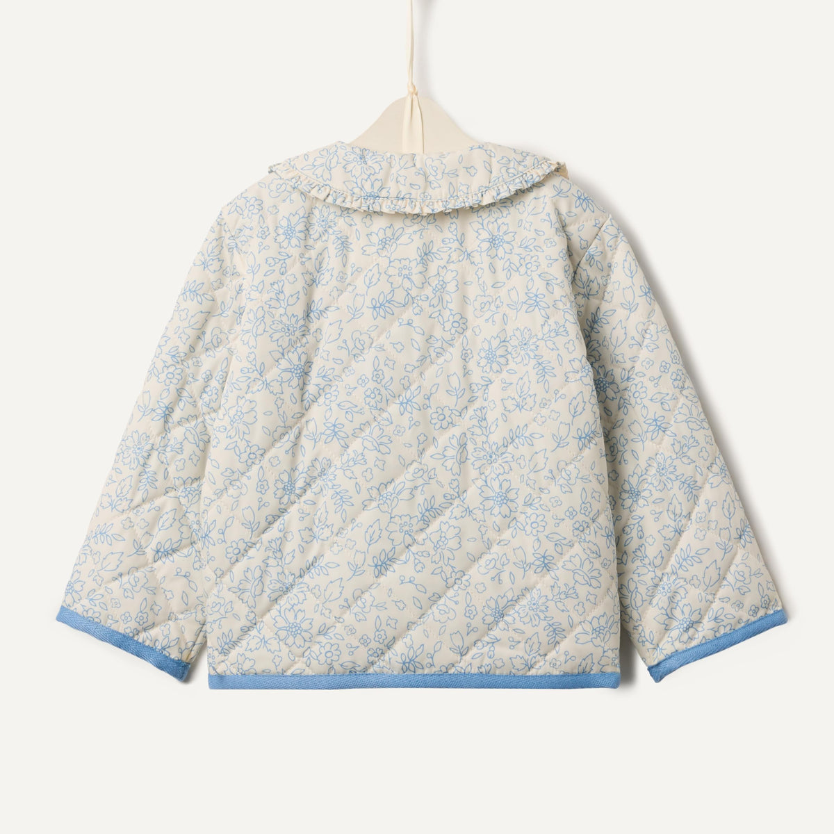Amazon Essentials X Sofia Grainge Unisex Babies' Midweight Field Jacket with Ruffle, Ivory Blue Outlined Blooms, 3T