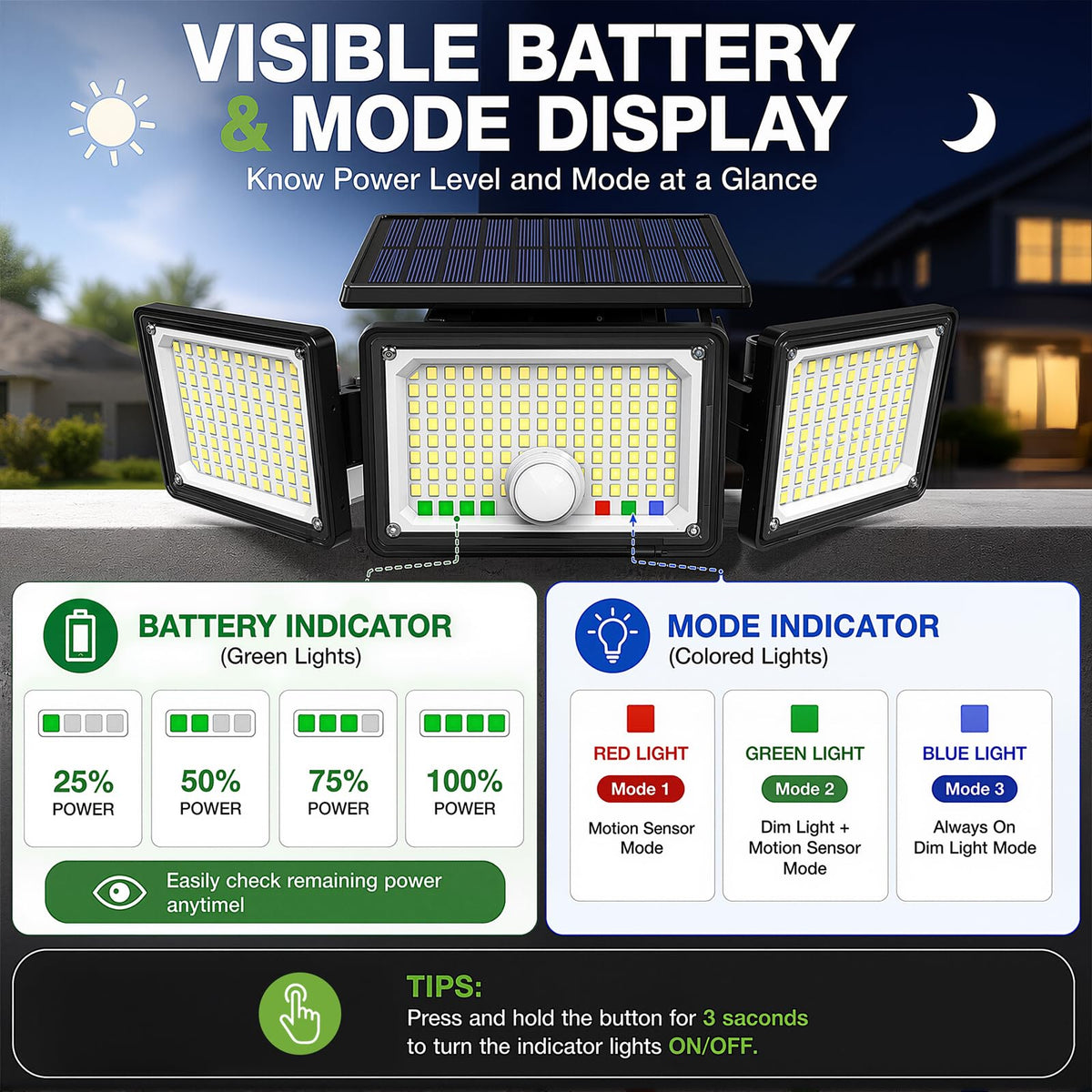 CLAONER Solar Motion Floodlights Two-Pack