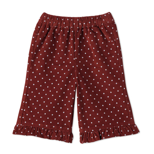 Amazon Essentials x Sofia Grainge Baby Girls' Wide Leg Corduroy Pant, Raspberry Red Dot, 2T