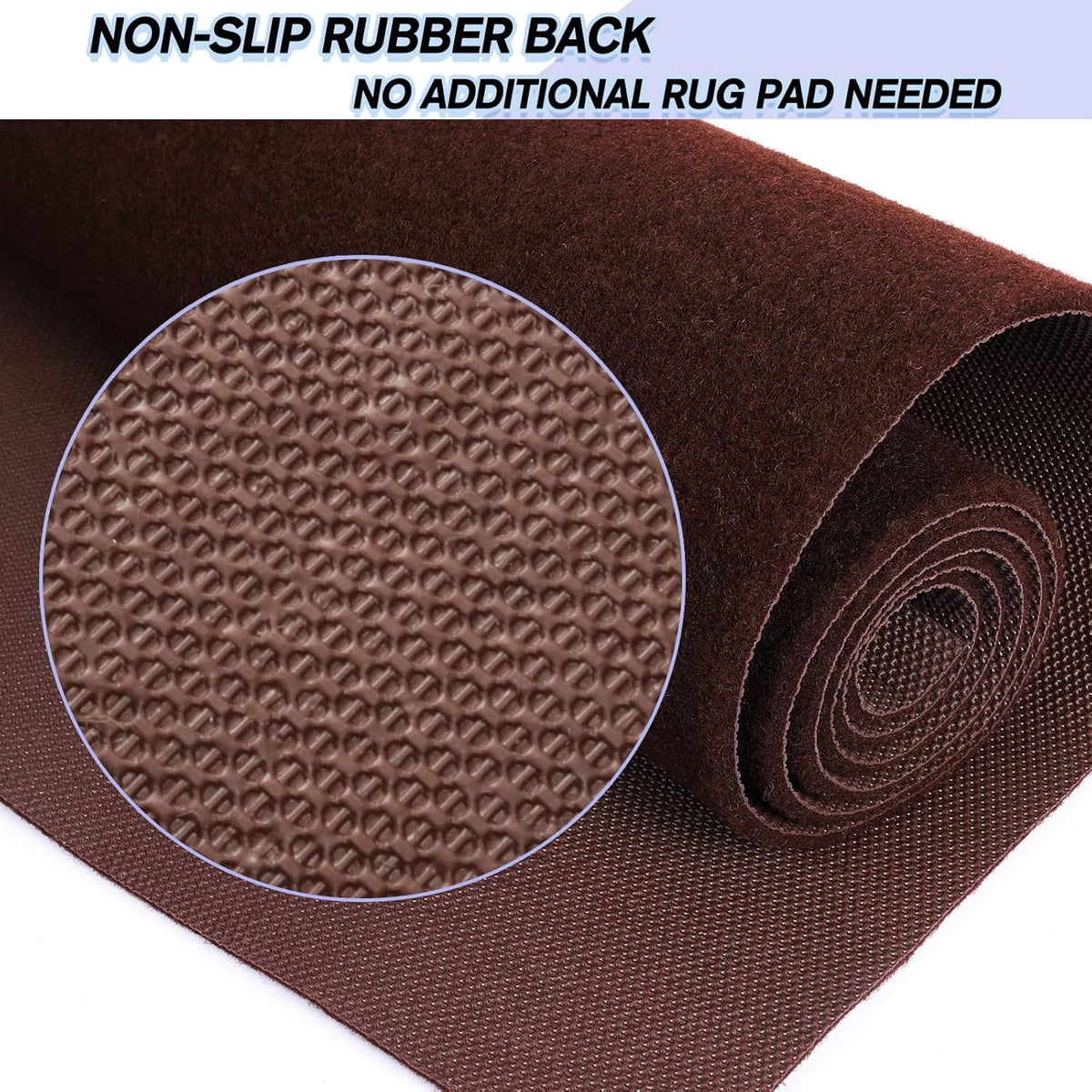 Custom Size Backed Non-Slip Area Rugs Runner, Easy Clean, Waterproof Runner Rugs for Hallway Entryway, Kitchen, Laundry, 3FT x 5FT, Brown
