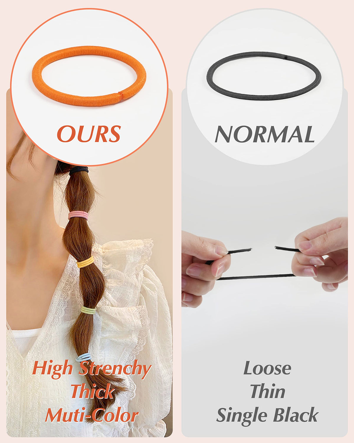 203 Pieces Hair Ties, 4MM Elastic Ponytail Holders for Women and Girls