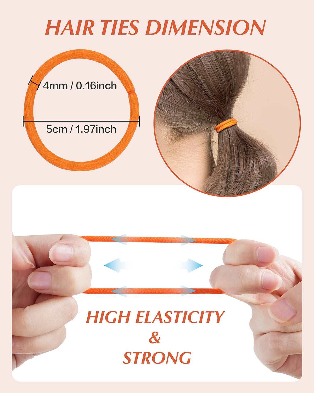 203 Pieces Hair Ties, 4MM Elastic Ponytail Holders for Women and Girls