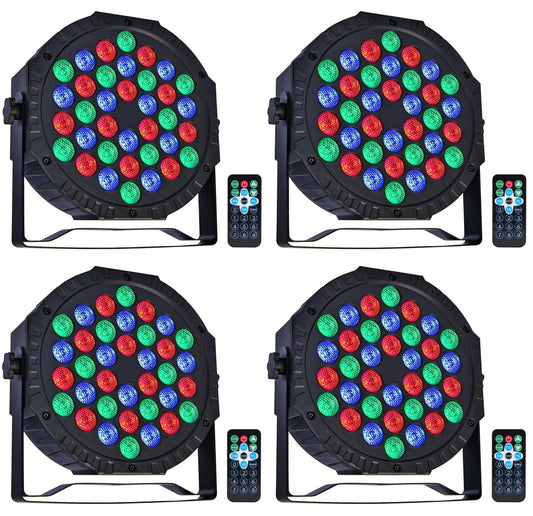 Aprjv Par Lights Stage Lights Uplights LED RGB Lighting DMX512 Sound Activation Multiple Lighting Modes Party Light for DJ, Disco, Stage, Wedding - 4 Packs