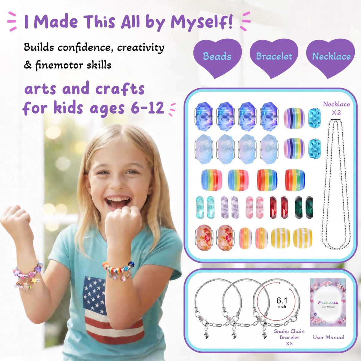 Charm Bracelet Making Kit & Unicorn/Mermaid Girl Toy- ideal Crafts for Ages 8-12 Girls who Inspire Imagination and Create Magic with Art Set and Jewelry Making Kit