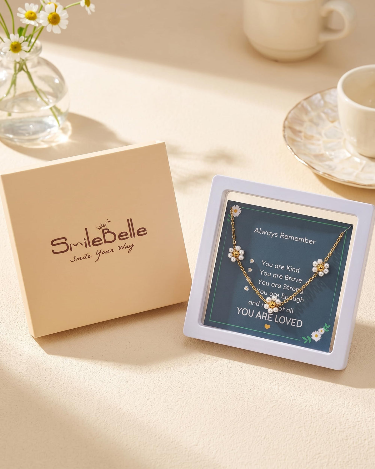 Daisy Pearl Necklace as Gifts for Teen Girls Women, Girl Jewelry Daisy Gift