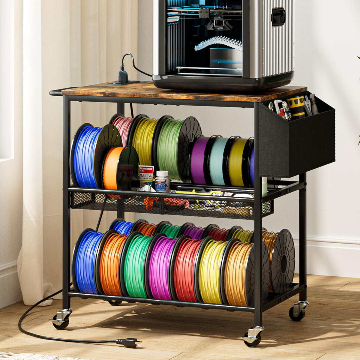 Riodalare 3D Printer Stand with Filament Storage and Outlet