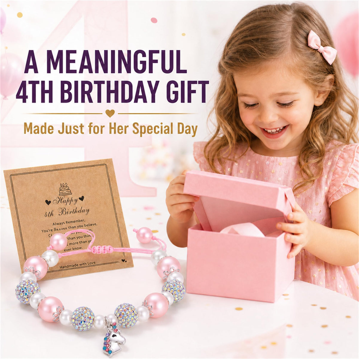 Alissl 4 Year Old Birthday Gifts,Unicorn Charm Bracelet for Girls