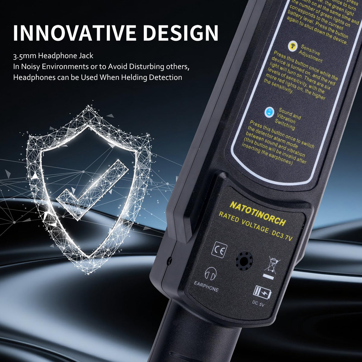 Rechargeable Handheld Metal Detector, High Sensitivity, Scans All Metals