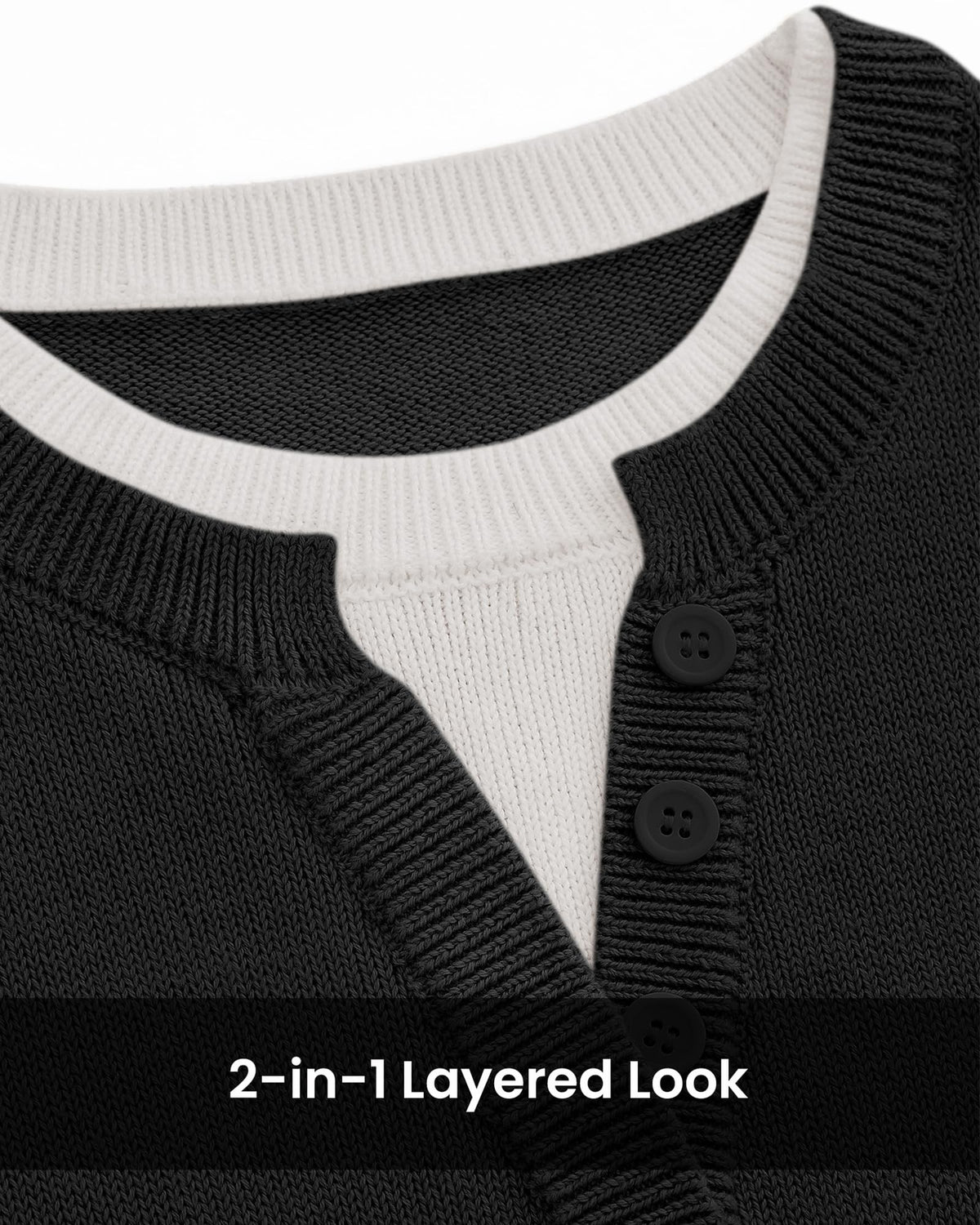 BTFBM Women Long Sleeve Crew Neck Sweaters 2 in1 Knitted Oversized Tops